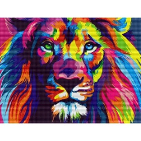Kit de peinture au diamant - lion arc-en-ciel