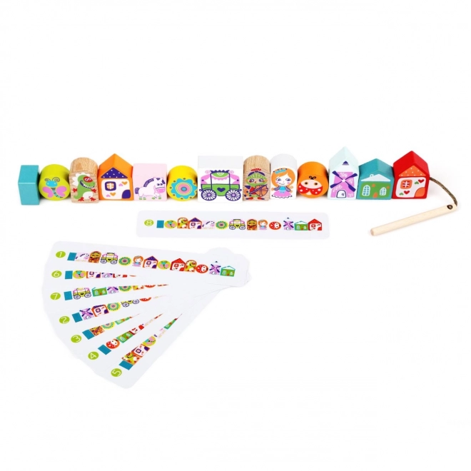 CUBIKA 14309 Conte enfilant - ensemble d'enfilage - 13 pièces en bois et 8 modèles