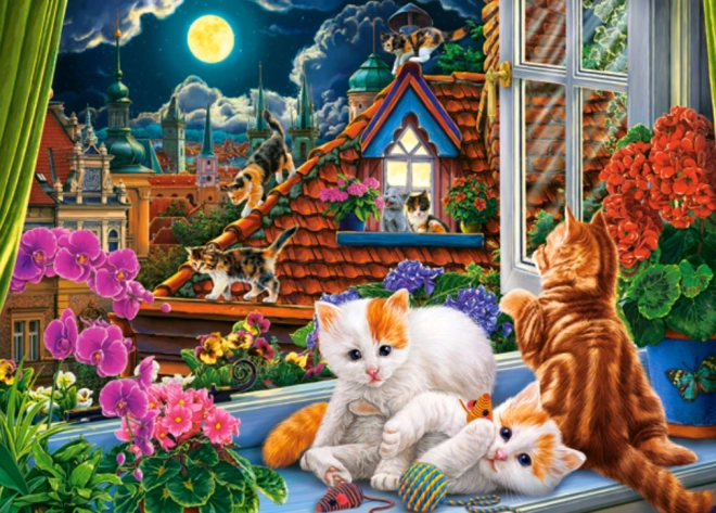 Puzzle 180 pièces Kittens on the Roof