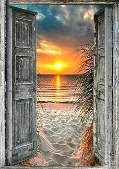 Peinture diamant Vue sur la plage 30x40 cm
