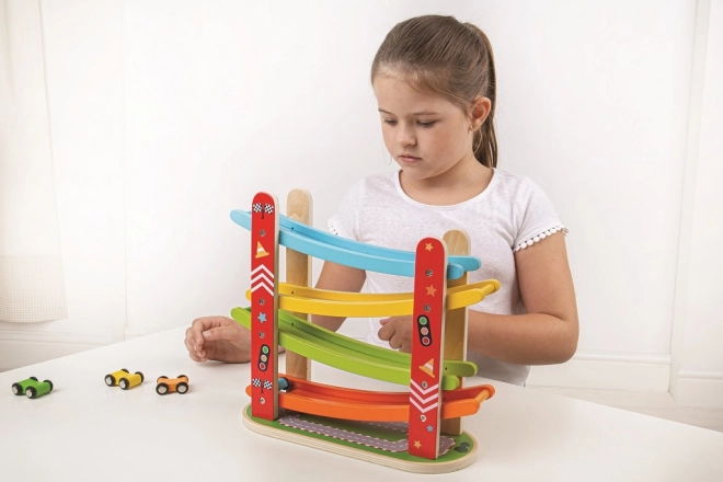 Piste de course en bois pour voitures par Bigjigs Toys