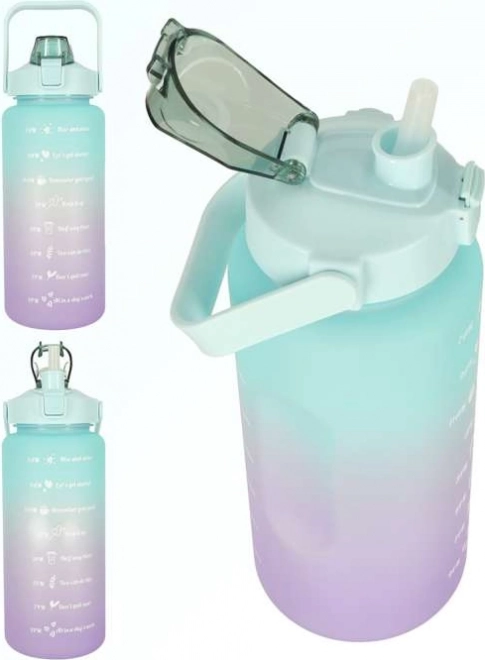 KIK Bouteille d'eau de motivation 2L Turquoise-violet