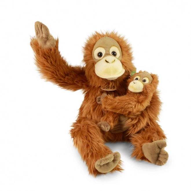 Singe orang-outan en peluche avec bébé 28 cm ÉCOLOGIQUE
