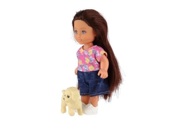 Poupée avec peluche plastique 12cm corps solide 3 types dans boîte 7x15x5cm 24pcs dans boîte