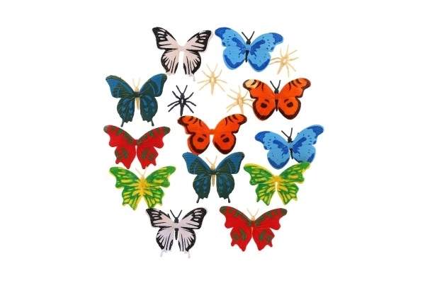 Papillons 12 pièces en plastique 7-8cm dans un sachet