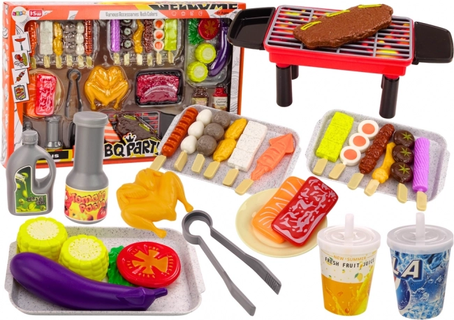 Set de barbecue pour enfants avec aliments et légumes, fête BBQ, 37 pièces