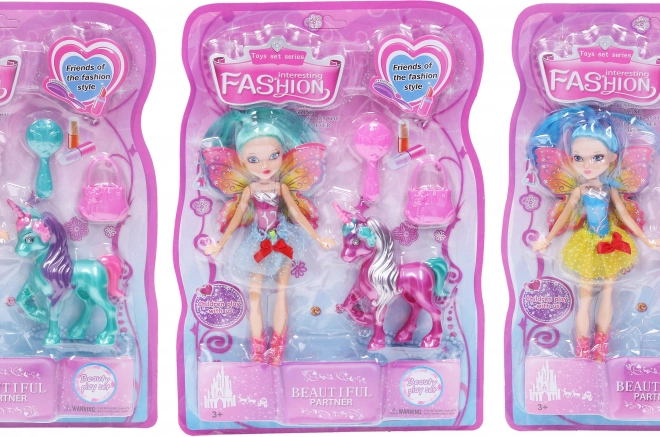 Poupée fée avec licorne 21 cm
