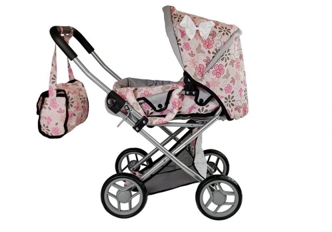 Sac pour poupée Alice en rose avec fleurs