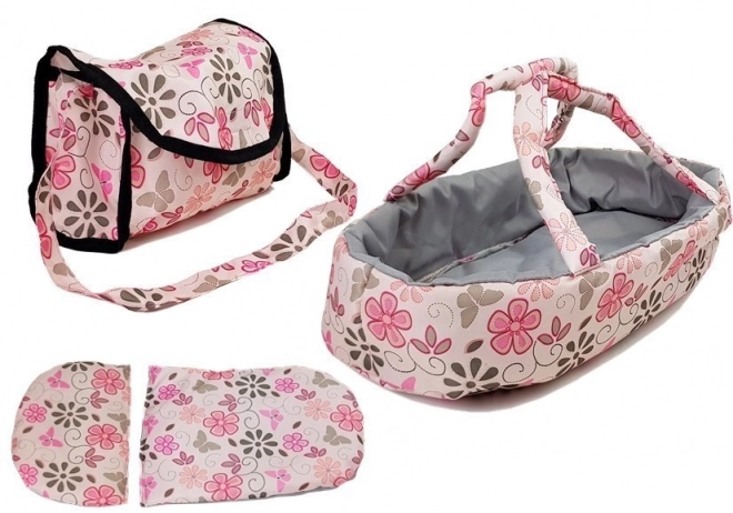 Sac pour poupée Alice en rose avec fleurs