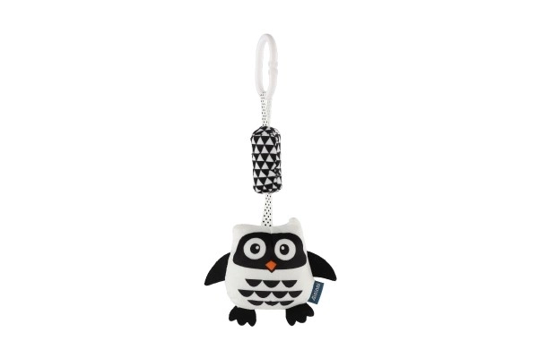 Hochet/pendentif animal en peluche pour berceau/landau 30 cm noir et blanc