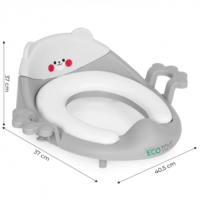 Siège de toilette pour enfants avec supports et coussin doux gris ECOTOYS