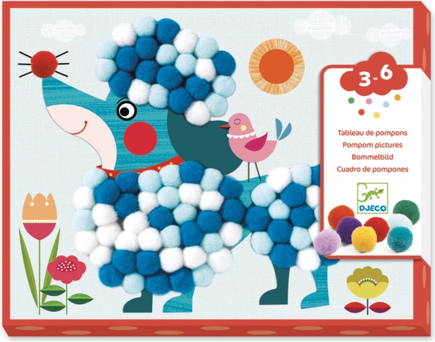 Collages avec pompons Jeux de Chiens par Djeco