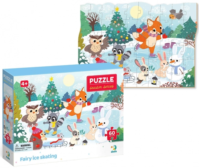 Puzzle DODO Saison: Patinage magique d'hiver 60 pièces