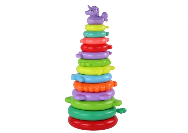 Pyramide Puzzle Licorne 13 cercles Colorés 43cm x 18cm x 18cm