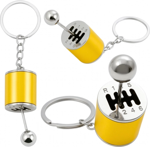 Porte-clés métallique en forme de levier de vitesses – doré