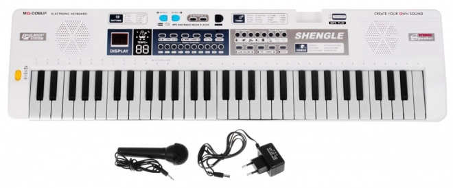 Ensemble de clavier pour enfants blanc avec microphone, enregistrement et haut-parleurs stéréo