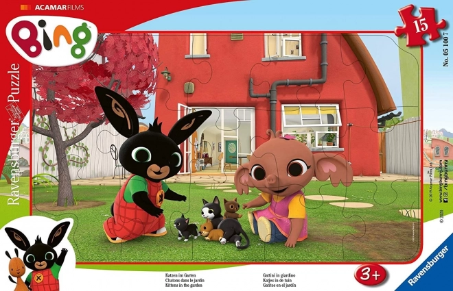RAVENSBURGER Puzzle Bing : Chatons au jardin 15 pièces