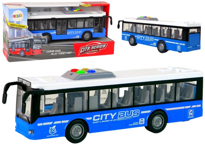 Autobus interactif à batterie avec éclairage et sons bleu 1:16