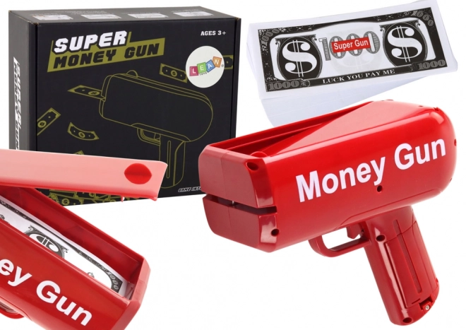 Tir d'un pistolet à billets Pistole rouge à billets Lanceur de billets