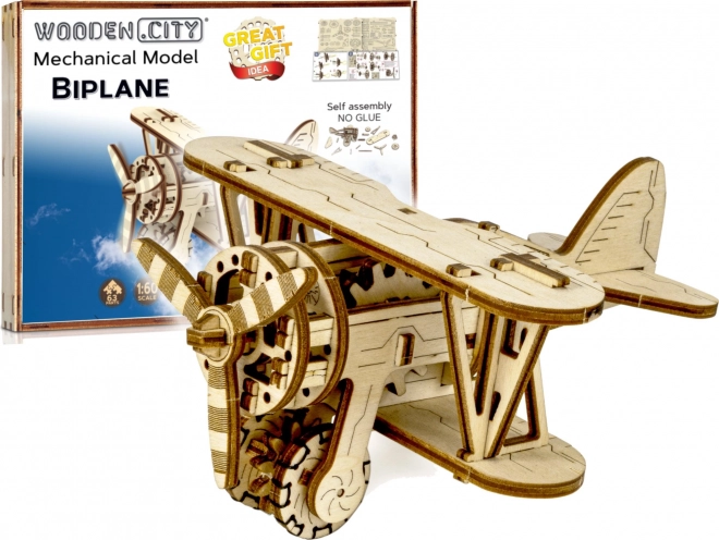 Puzzle 3D en bois biplan