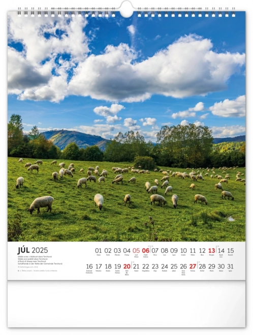 NOTIQUE Calendrier mural Slovensko enchanteur 2025, 30 x 34 cm