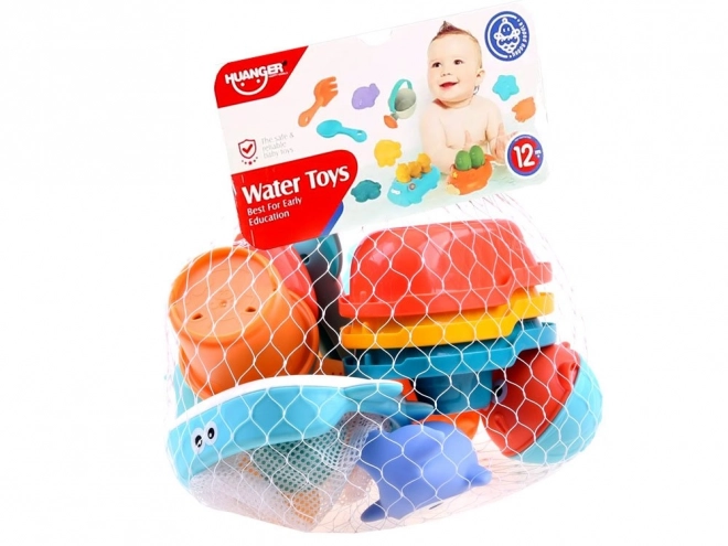 Jouets de bain avec organiseur bateaux et animaux