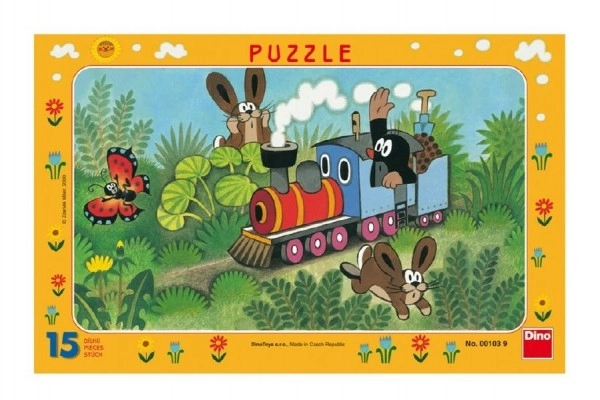 Puzzle en carton Petit Taupe et la locomotive 29,5x19cm 15 pièces