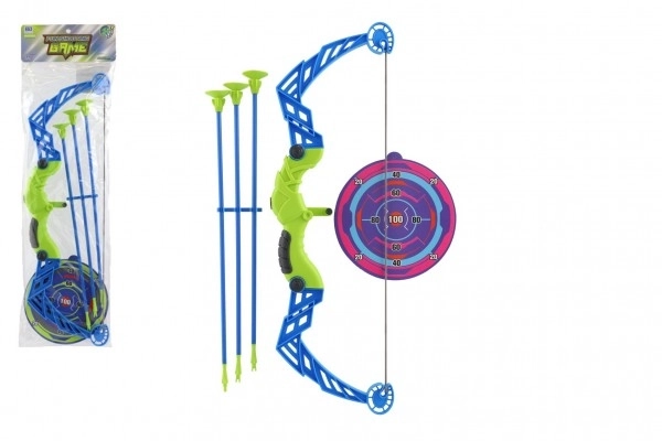 Arc 57cm + flèches avec ventouses plastique 3pcs + cible dans le sac
