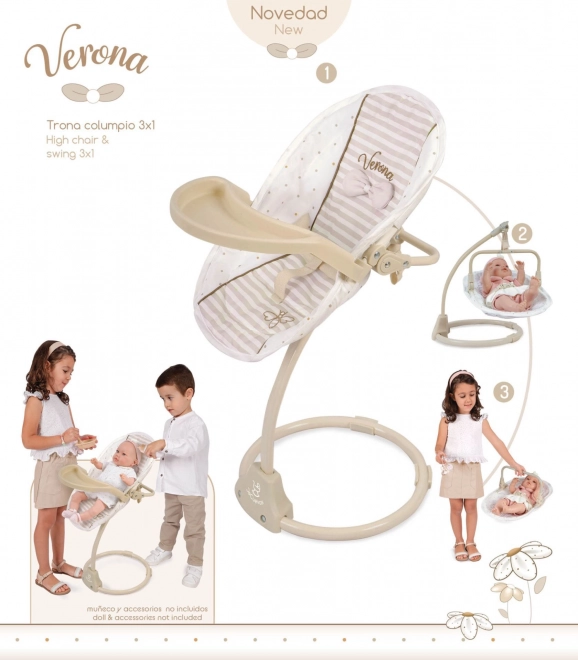 Chaise pour enfants multifonctionnelle et balançoire pour poupées 3 en 1 Verona