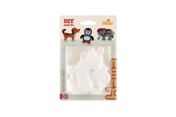 Plaque pour perles à repasser Hama MIDI éléphant, pingouin, chien en plastique 3 pièces sur carte 12x18x3cm