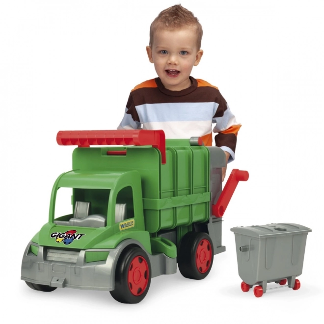 Camion poubelle fonctionnel Wader 65 cm vert avec conteneur en plastique
