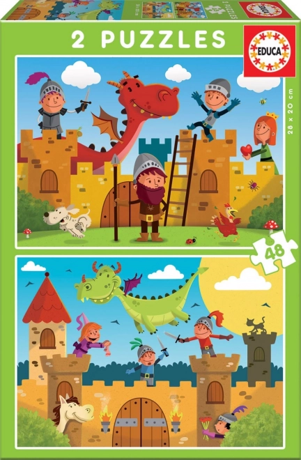 Puzzle dragons et chevaliers 2x48 pièces