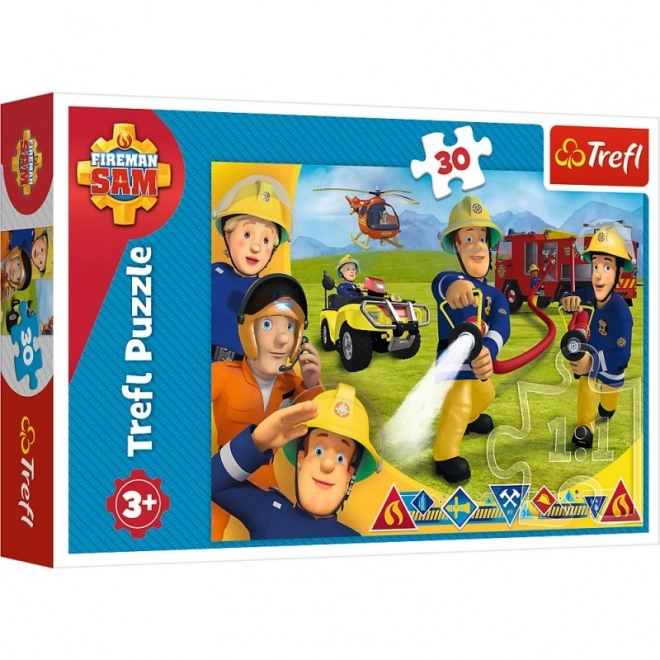 Puzzle 30 pièces - Sam le Pompier, Prêts à aider