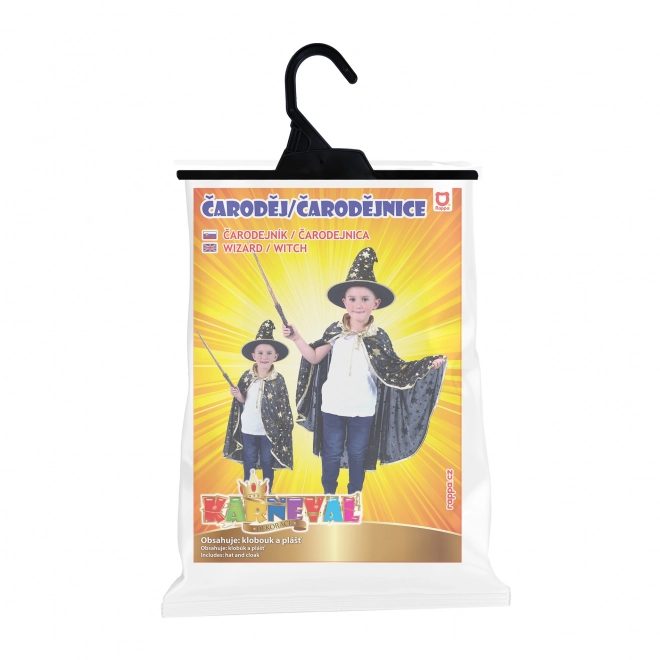 Manteau d'enfant noir avec chapeau de sorcière