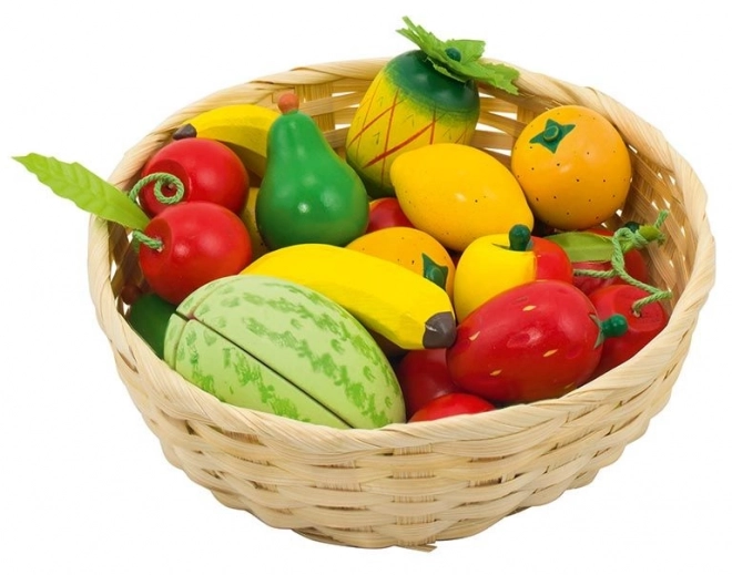 Fruits en bois dans un panier
