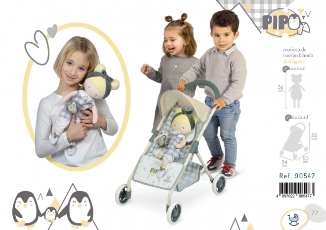DeCuevas Poussette Sport pour poupées avec poupée en peluche PIPO 2022