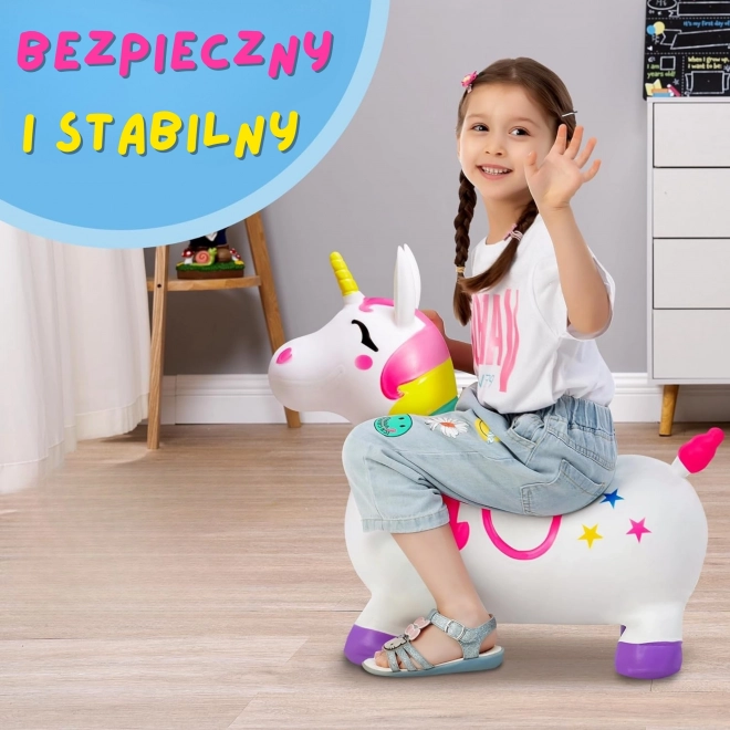 Licorne sautante blanche avec pompe Woopie