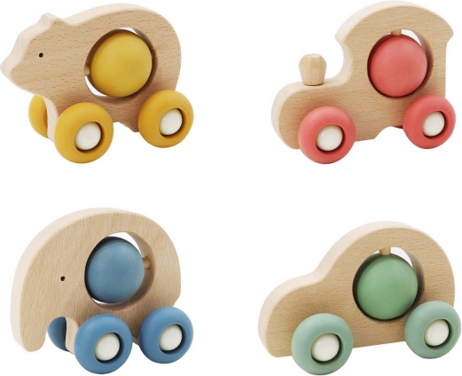 Voiture animale en bois avec bille