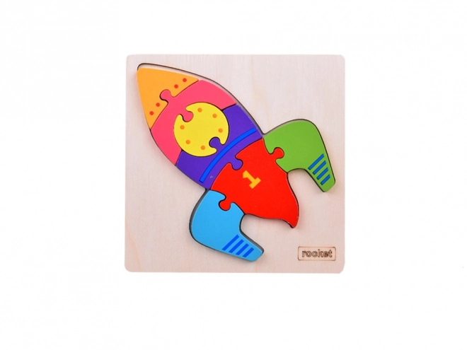 Puzzle en bois Montessori fusée