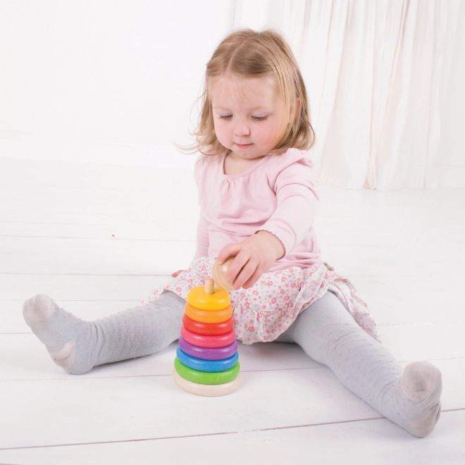 Jouet empilable en bois arc-en-ciel pour enfants