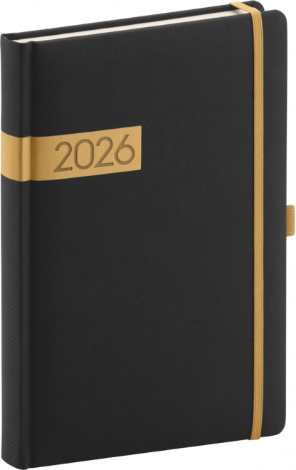 Agenda quotidien Twill noir-doré 2026
