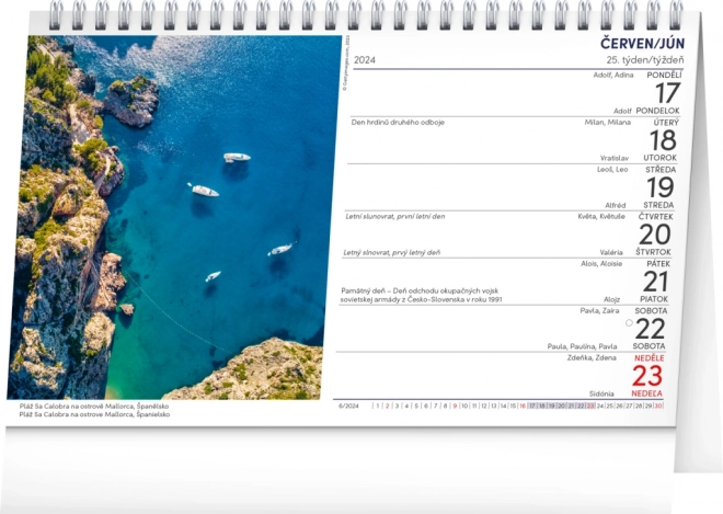 Calendrier de bureau Eau 2024, bilingue tchèque-slovaque, 23,1 × 14,5 cm