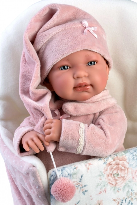 Llorens 84450 NOUVEAU-NÉ - poupée réaliste bébé avec sons et corps en tissu doux - 44 cm