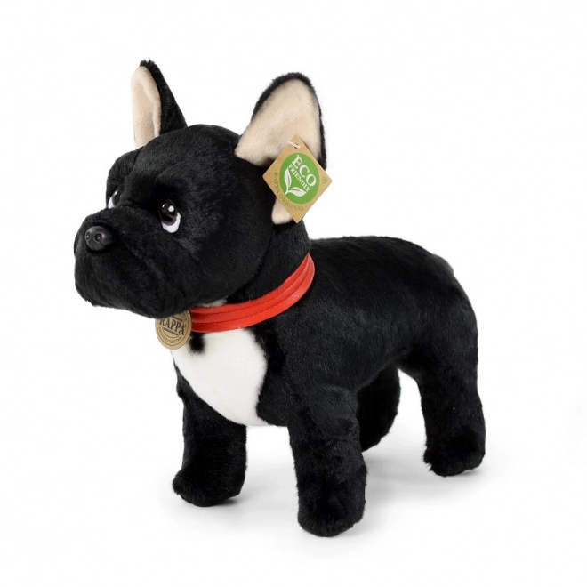 Bouledogue français en peluche noir avec collier debout 30 cm ECO-FRIENDLY