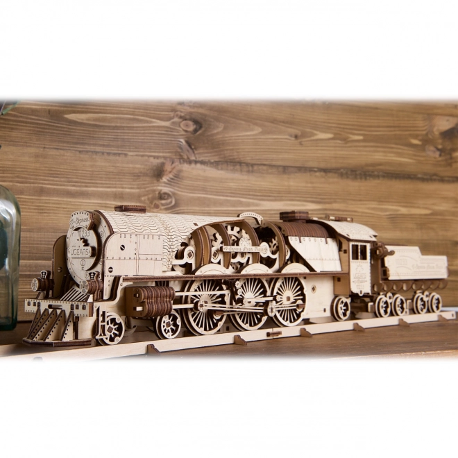 Puzzle 3D Ugears - Locomotive V-express avec wagon 538 pièces