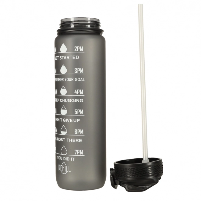 Bouteille d'eau avec paille et motivation 1l noir
