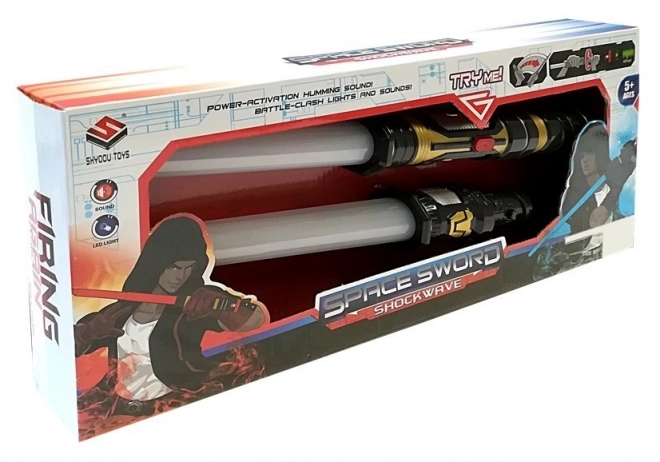 Épée lumineuse double 2 en 1 avec son et lumière
