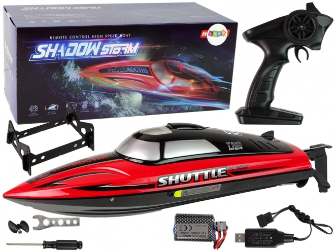 Bateau à Moteur R/C 2.4G Rouge 20-25 km/h