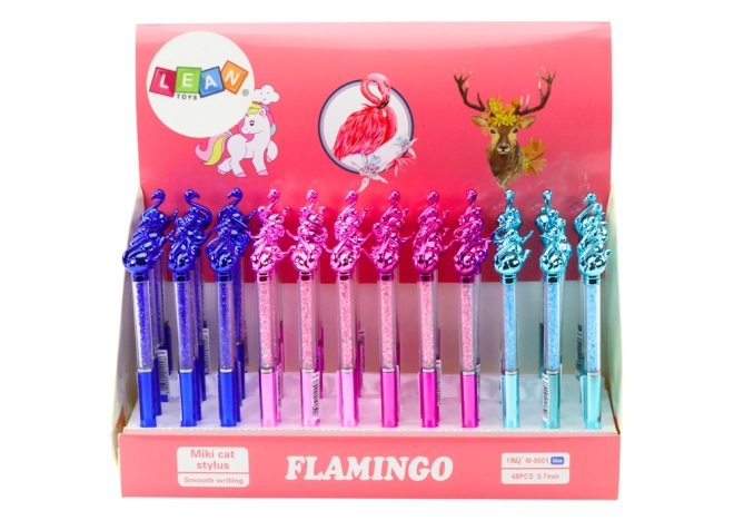 Stylo à bille avec pointe bleue Flamingo Diamonds 0,7 mm Mix