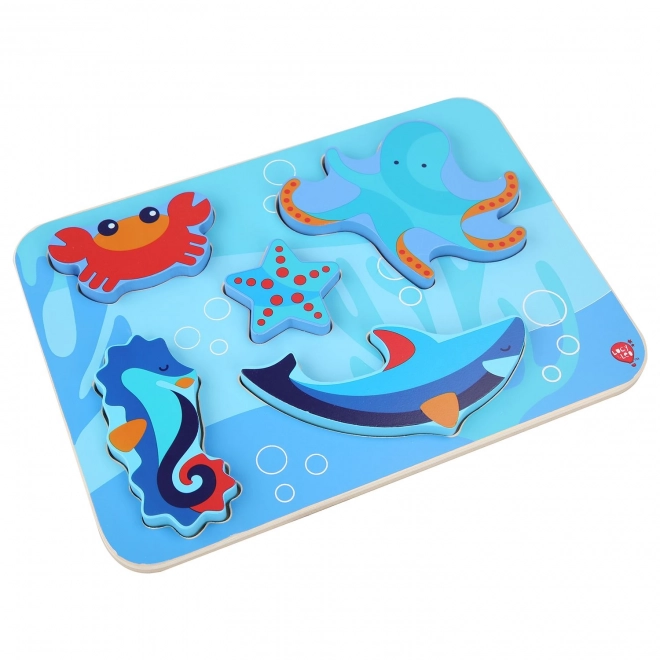 Lucy & Leo Animaux marins - puzzle en bois à encastrer 6 pièces
